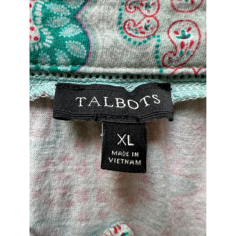 Talbots Paisley Tunic Top Womens XL Pastel Pima Cotton Modal 3/4‎ Sleeve Coastal - Picture 9 of 13